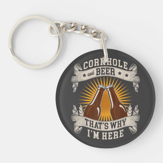 Cornhole und Bier deshalb bin ich hier Cornhole Schlüsselanhänger (Vorderseite)