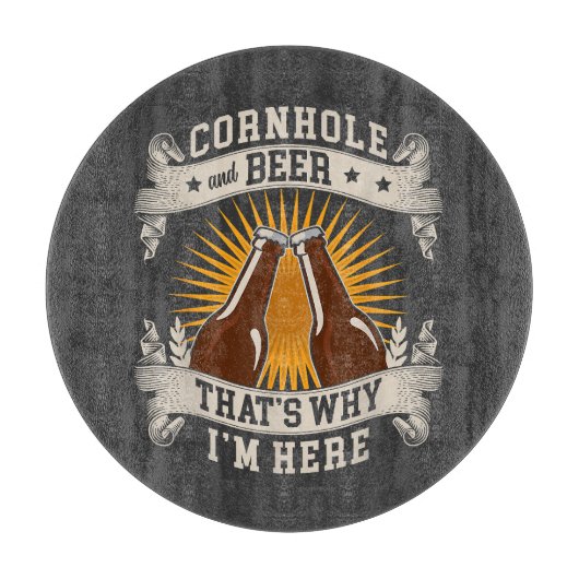 Cornhole und Bier deshalb bin ich hier Cornhole Schneidebrett (Vorderseite)