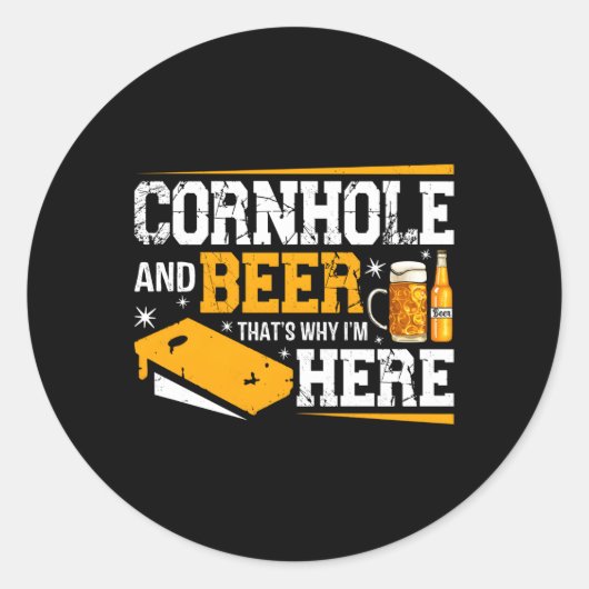Cornhole und Bier trinken Alkohol Runder Aufkleber (Vorderseite)