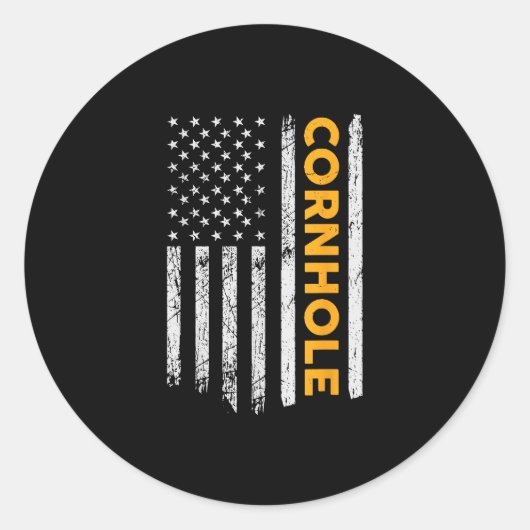 Cornhole US Flag Cornhole Game Liebhaber Geschenk Runder Aufkleber (Vorderseite)