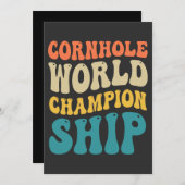 Cornhole Weltmeisterschaft Funny Groovy Retro Vate Einladung (Vorne/Hinten)