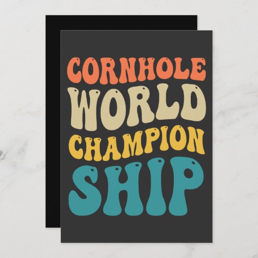 Cornhole Weltmeisterschaft Funny Groovy Retro Vate Einladung (Vorne/Hinten)