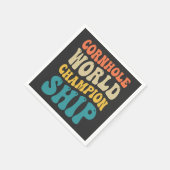 Cornhole Weltmeisterschaft Funny Groovy Retro Vate Serviette (Ecke)