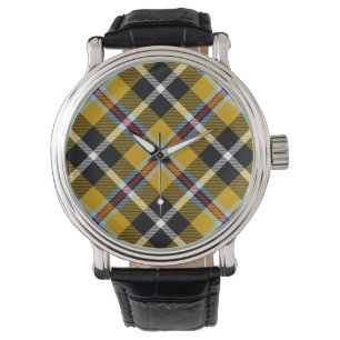 Cornisch National Tartan Gelb und Schwarz Kariert Armbanduhr
