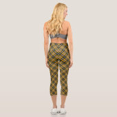Cornisch National Tartan Gelb und Schwarz Kariert Capri Leggings (Rückseite)
