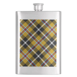Cornisch National Tartan Gelb und Schwarz Kariert Flachmann