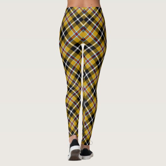 Cornisch National Tartan Gelb und Schwarz Kariert Leggings (Rückseite)