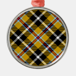Cornisch National Tartan Gelb und Schwarz Kariert Ornament Aus Metall