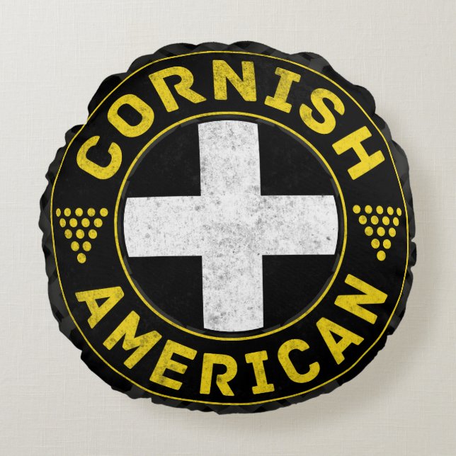 Cornish American Flag Ensign Rundes Kissen (Vorderseite)