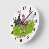 Cornish Chickens Clock Runde Wanduhr (Winkel)