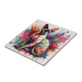 Cornish Rex Cat Farbiges Portrait Fliese (Seite)