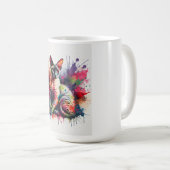 Cornish Rex Cat Farbiges Portrait Kaffeetasse (VorderseiteRechts)