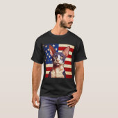 Cornish Rex Cat vor amerikanischer Flagge T-Shirt (Vorne ganz)