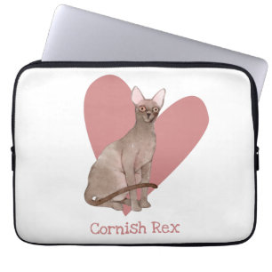 Cornish Rex Cat Watercolor Kitty Pink Herz Laptopschutzhülle
