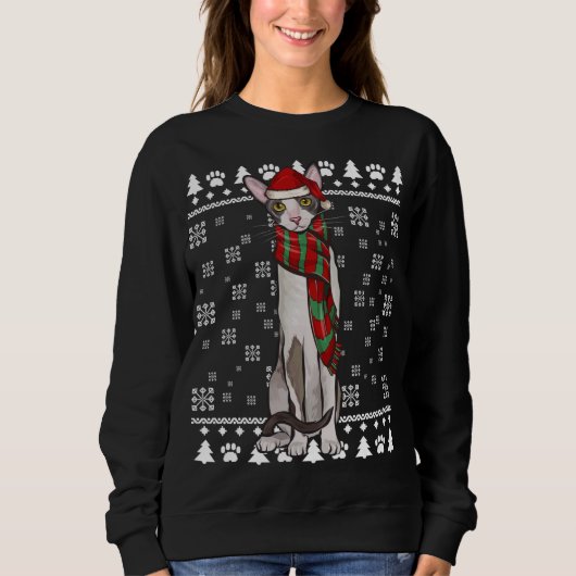Cornish Rex Cat Weihnachtsmannmütze Weihnachten Sweatshirt (Vorderseite)