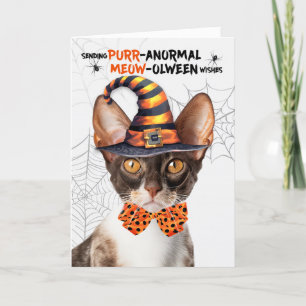 Cornish Rex Halloween Cat PURRanormal MEOWolween Feiertagskarte