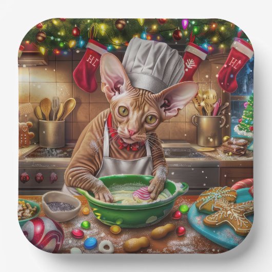 Cornish Rex Holiday Baking: Feierliche Weihnachten Pappteller (Vorderseite)