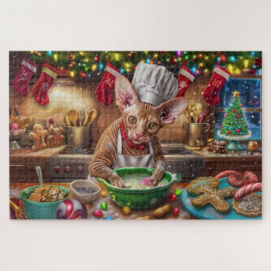 Cornish Rex Holiday Baking: Feierliche Weihnachten Puzzle (Horizontal)
