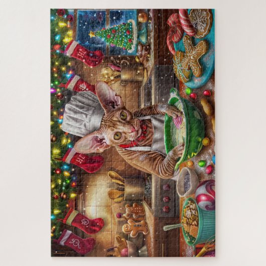 Cornish Rex Holiday Baking: Feierliche Weihnachten Puzzle (Vertikal)