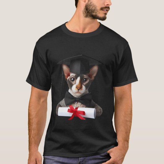 Cornish Rex Katze Abschlussfeier Mütze Absolvent D T-Shirt (Vorderseite)