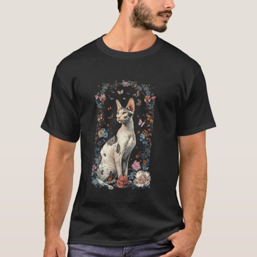 Cornish Rex Katze Blume T-Shirt (Vorderseite)