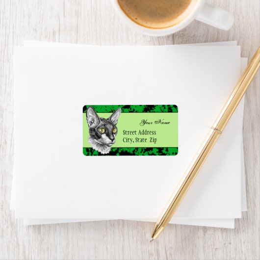 Cornish Rex Sketch Adressaufkleber (Insitu)