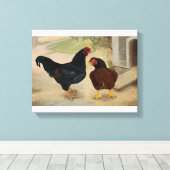 Cornish Rooster und Hen Leinwanddruck (Insitu (Holzboden))