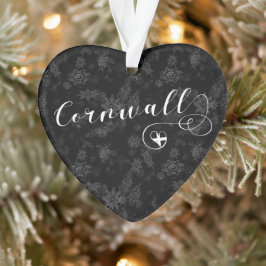 Cornish St Piran's Flag in Heart, Cornwall Ornament