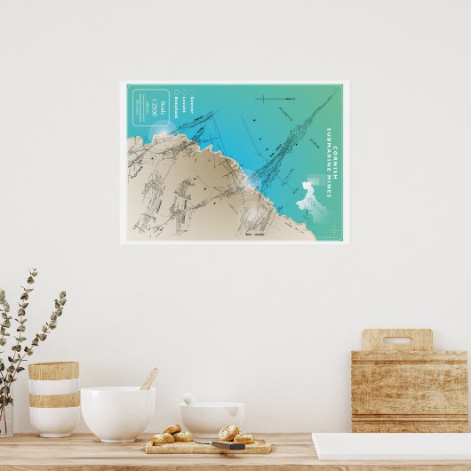 Cornish Submarine Mining Map Poster (Küche)
