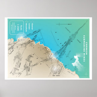 Cornish Submarine Mining Map Poster