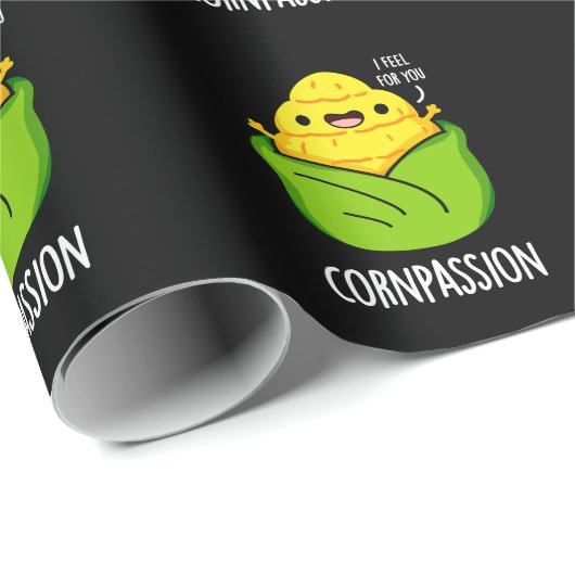Cornpassion Funny Compassionate Mais Pun Dark BG Geschenkpapier (Rolleneckpunkt)