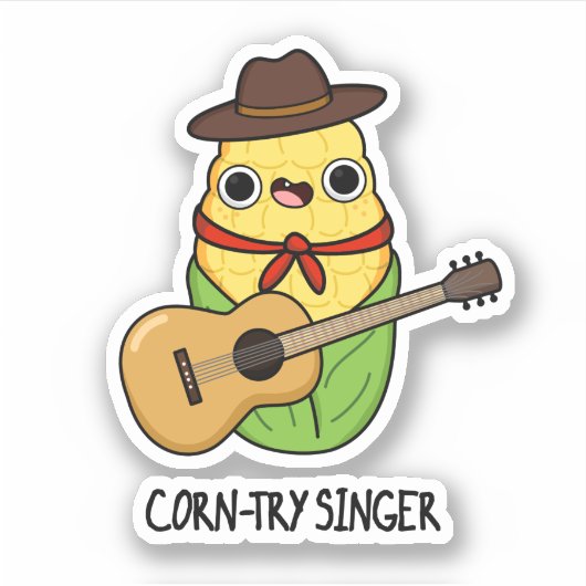 Corntry Singer Funny Corn Pun Aufkleber (Vorderseite)