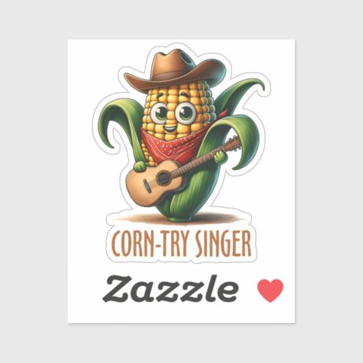 Corntry Singer Funny Corn Pun Aufkleber (Blatt)
