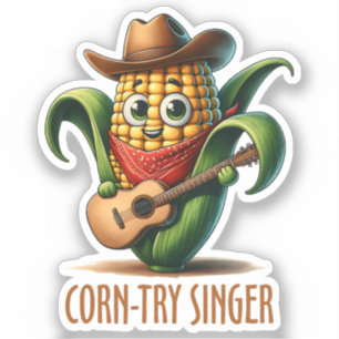 Corntry Singer Funny Corn Pun Aufkleber