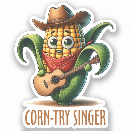 Corntry Singer Funny Corn Pun Aufkleber (Vorderseite)