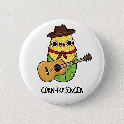 Corntry Singer Funny Corn Pun Button (Vorderseite)