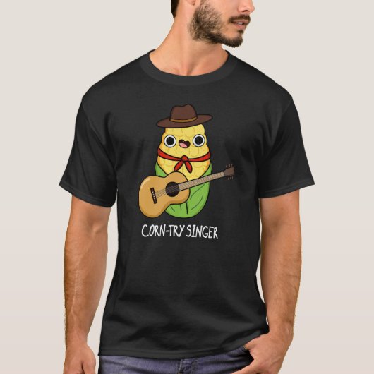 Corntry Singer Funny Corn Pun Dark BG T-Shirt (Vorderseite)