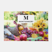 Cornucopia Autumn Harvest Koch Table Monogram Fußmatte (Vorderseite)