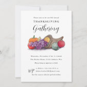 Cornucopia Erntedank Ansammlung Abendessen Einladung (Vorderseite)