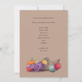 Cornucopia Erntedank Dinner Potluck Einladung (Rückseite)