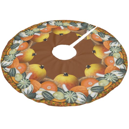 Cornucopia-Erntedank Polyester Weihnachtsbaumdecke (Schrägansicht)