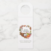 Cornucopia Fall Botanischer Erntedank Flaschenanhänger (Vorderseite)