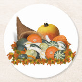 Cornucopia Gourds Thanksgiving Runder Pappuntersetzer (Vorderseite)