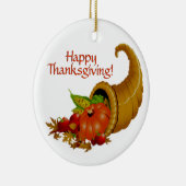 Cornucopia Happy Thanksgiving Keramik Ornament (Rechts)