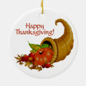 Cornucopia Happy Thanksgiving Keramik Ornament (Hinten)