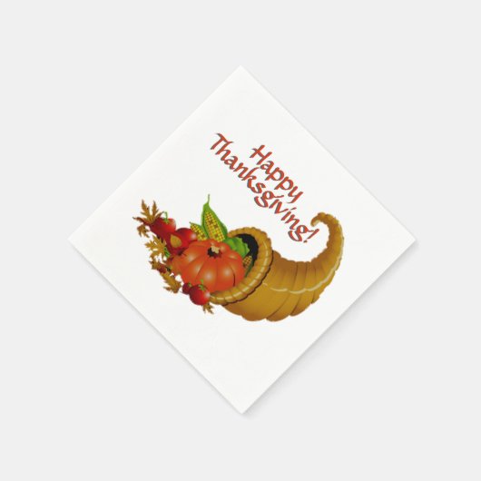 Cornucopia Happy Thanksgiving Serviette (Ecke)