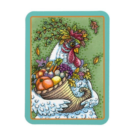 CORNUCOPIA HEN, ERNTEDANK CHICKEN FALL HARVEST MAGNET (Vertikal)