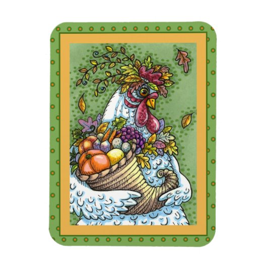 CORNUCOPIA HEN, ERNTEDANK CHICKEN FALL HARVEST MAGNET (Vertikal)