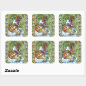 CORNUCOPIA HEN, ERNTEDANK CHICKEN HARVEST QUADRATISCHER AUFKLEBER (Blatt)