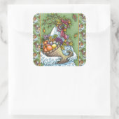 CORNUCOPIA HEN, ERNTEDANK CHICKEN HARVEST QUADRATISCHER AUFKLEBER (Tasche)